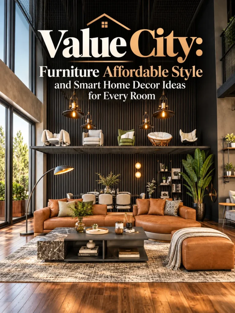 Modern living room with brown leather sofas, stylish furniture, and affordable home decor ideas.