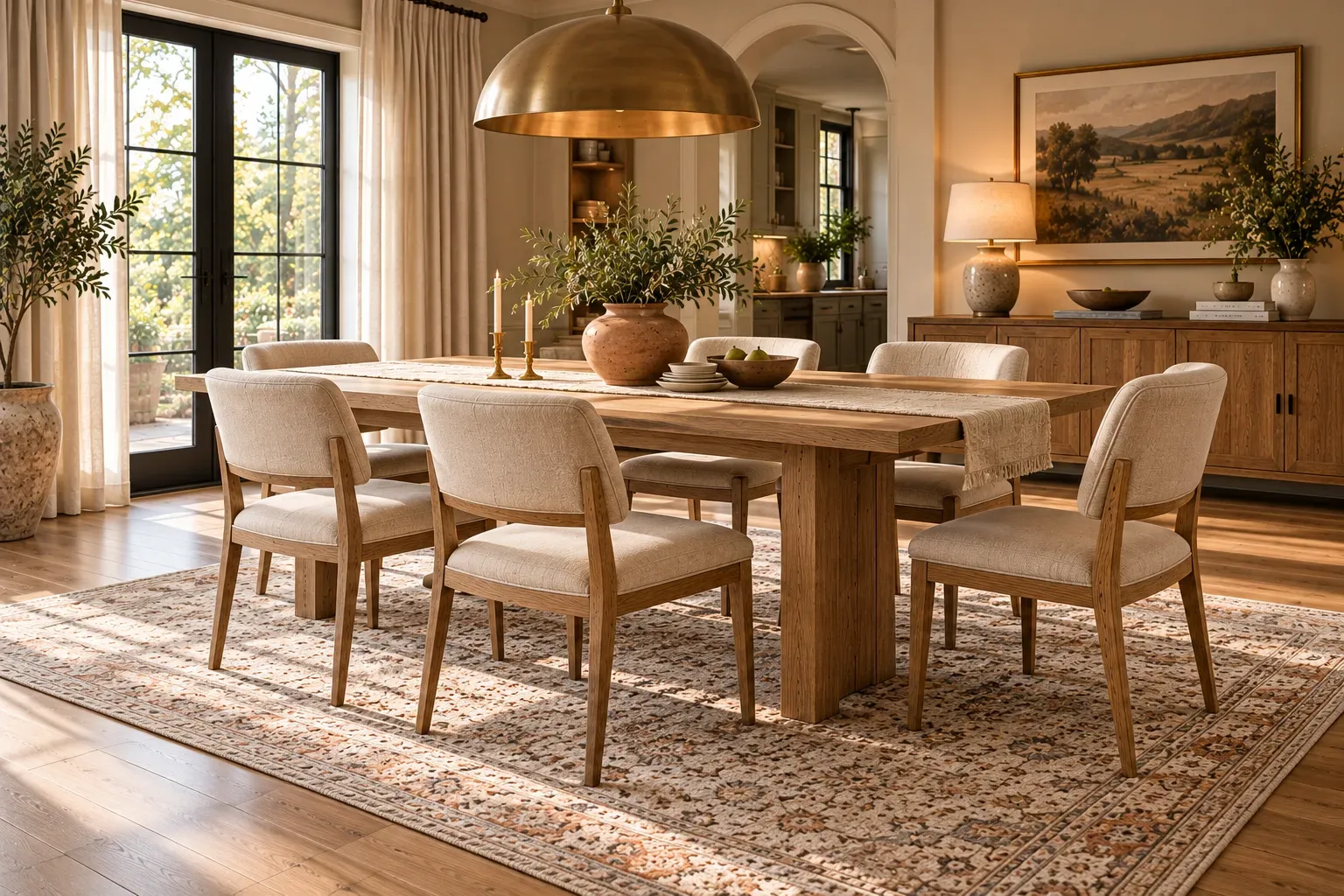Introduce a Practical Area Rug featuring carefully selected furniture, authentic textures and soft residential lighting