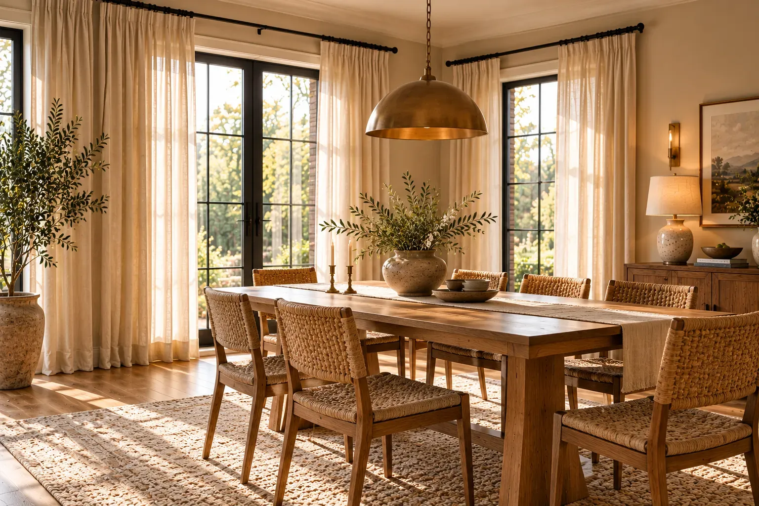 Frame the Windows With Linen featuring carefully selected furniture, authentic textures and soft residential lighting