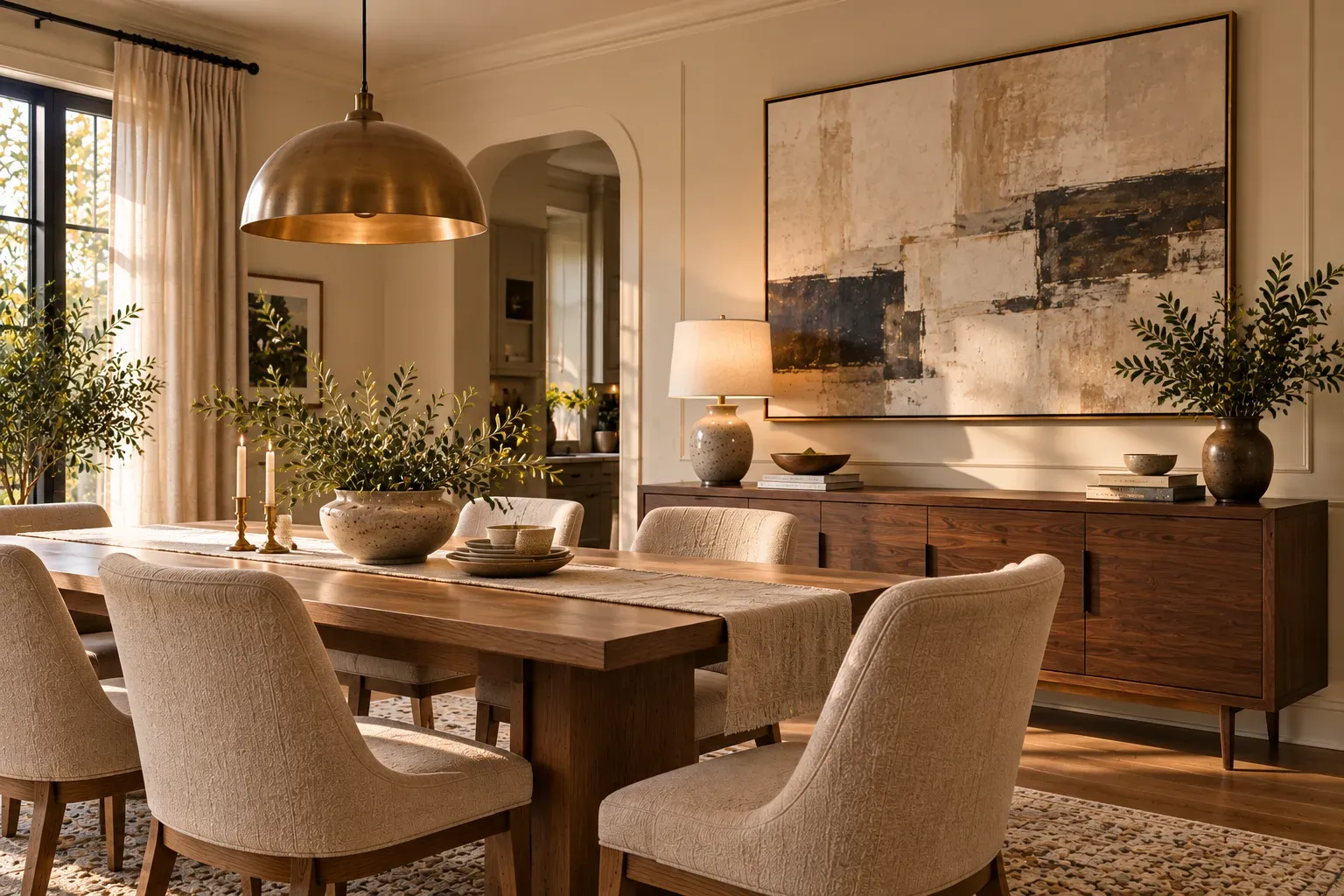 Display Art at Eye Level featuring carefully selected furniture, authentic textures and soft residential lighting
