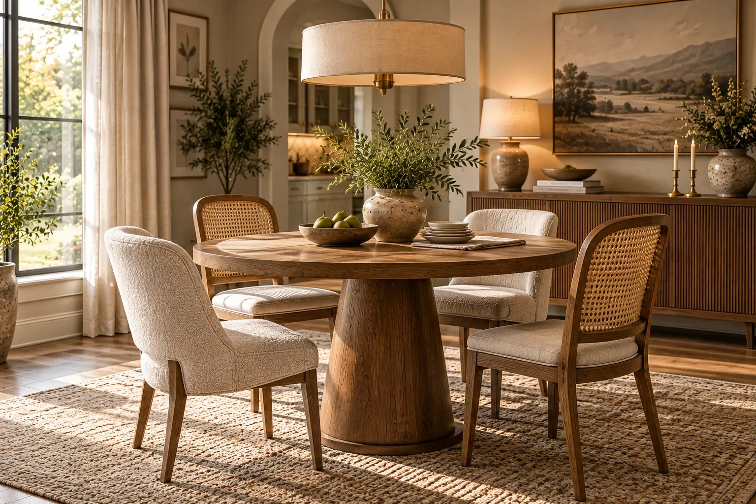 Mix Comfortable Dining Chairs featuring carefully selected furniture, authentic textures and soft residential lighting