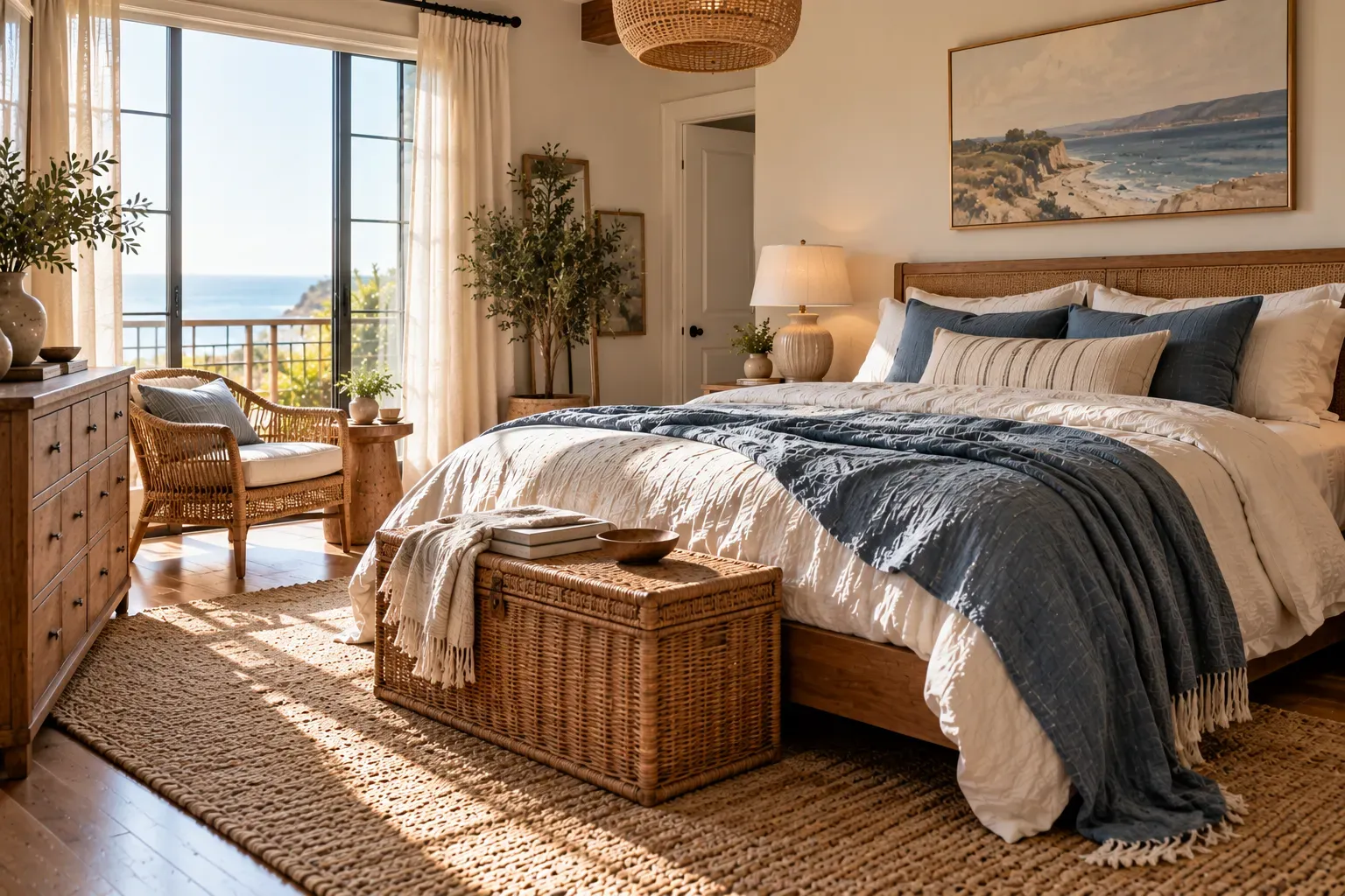 Realistic master bedroom showing refresh bedroom ideas with texture with comfortable furnishings and natural daylight